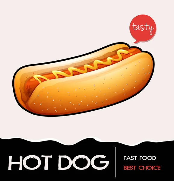 Poster mit Hotdog mit Senf — Stockvektor