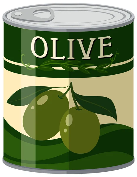 Olives en boîte en aluminium — Image vectorielle