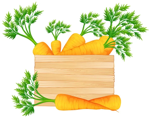 Caja de madera con zanahorias — Vector de stock