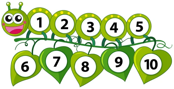 Počítání číslo s zelená housenka — Stockový vektor