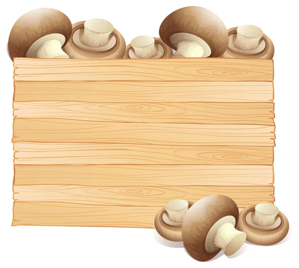 Board template with fresh mushroom — Stock Vector