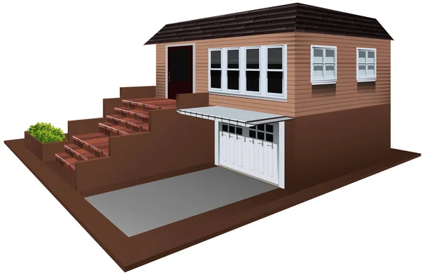 3D design for house with garage — Stock Vector