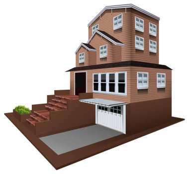 Garaj ile ev için 3 boyutlu tasarım