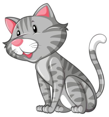 Gri kedi tek başına oturmak