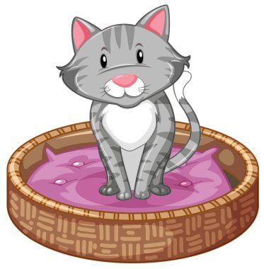 Sepet içinde Gri kedi