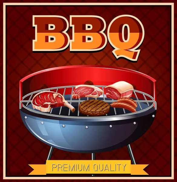 BBQ-vlees op de grill — Stockvector