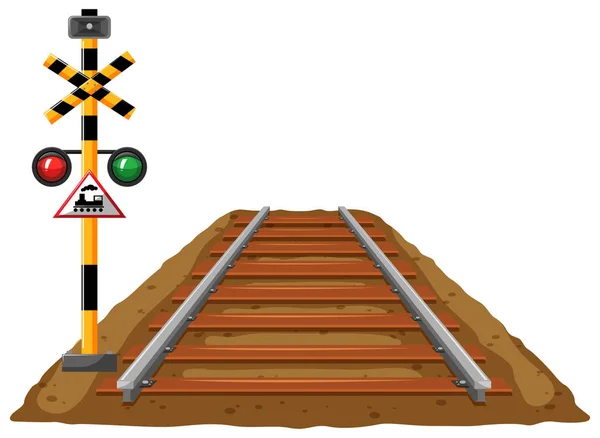 Railroad and traffic light for train — Stock Vector
