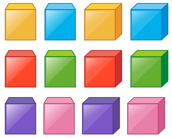 Différentes boîtes de cube dans de nombreuses couleurs — Image vectorielle