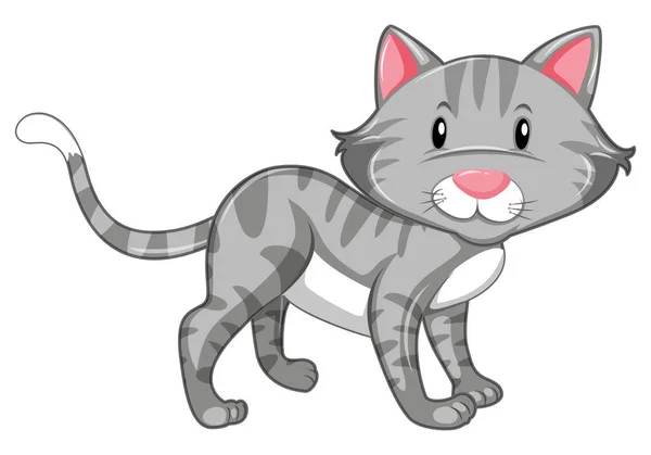 Gray cat with happy face — Stock Vector