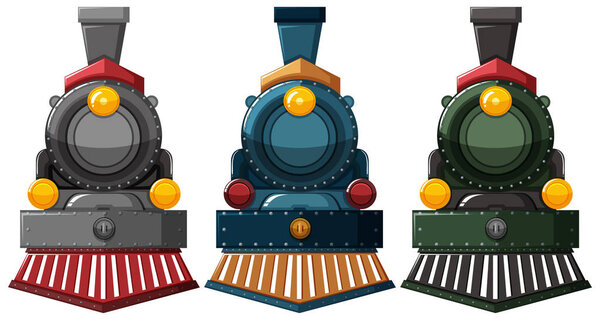 Steam engine designs in three colors