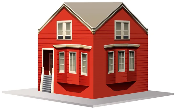 빨간 집에 대 한 3d 디자인 — 스톡 벡터