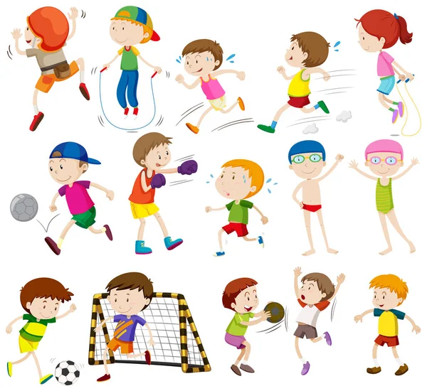 Children doing different activities — Stock Vector
