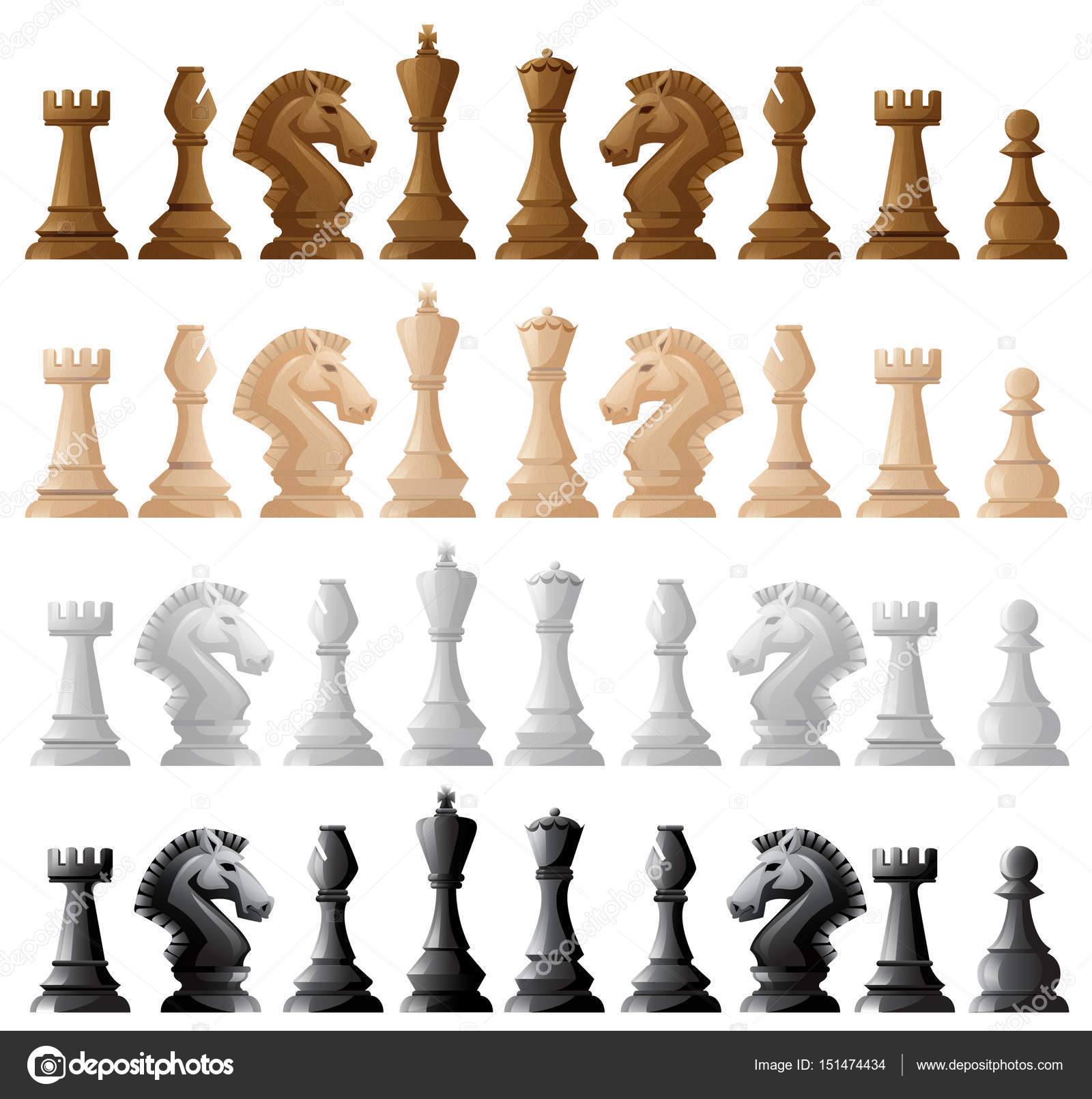 Xadrez · conjunto · peças · de · xadrez · fino · linhas · nome - ilustração  de vetor © kup1984 (#7480934)