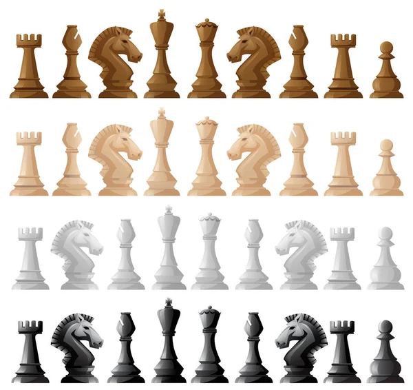 Empat set bidak catur - Stok Vektor