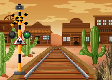 Batı şehirdeki tren yolu ile sahne