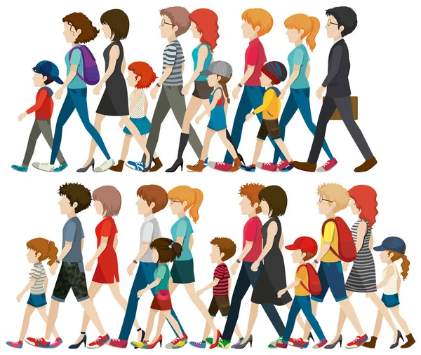 Faceless people walking in group — Stock Vector
