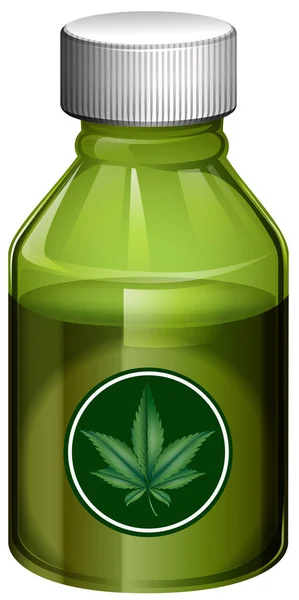 Flytande medicin i grön flaska — Stock vektor