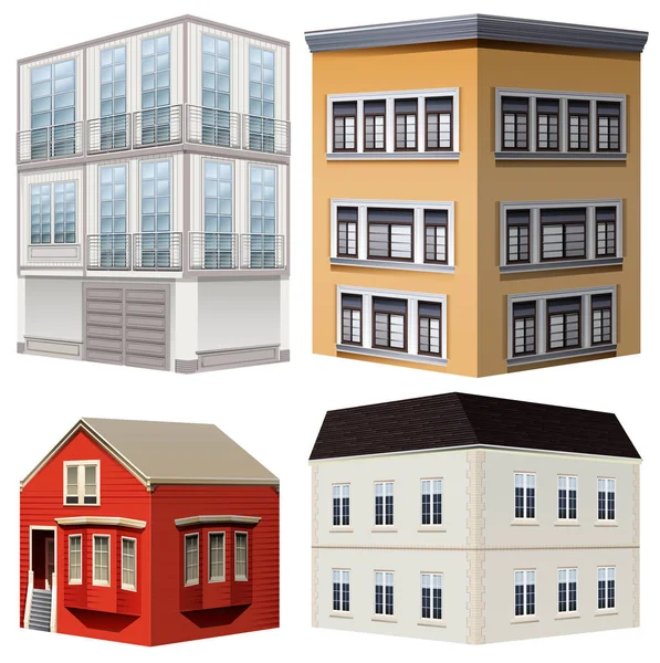 Four styles of buildings — Stock Vector