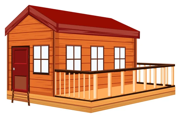 Holzhaus mit Terrasse — Stockvektor