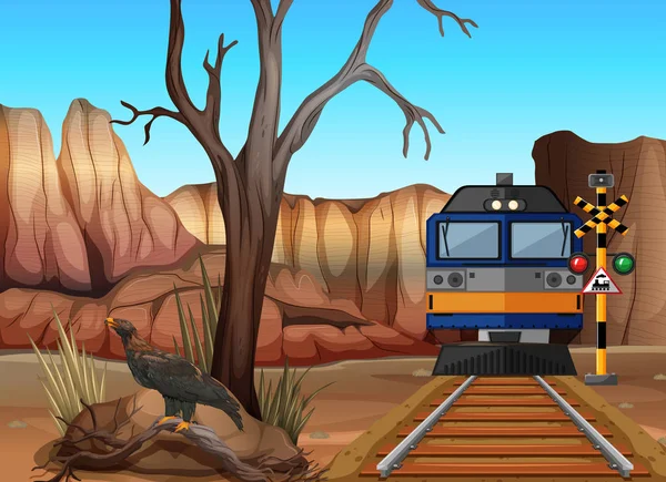 Viaggio in treno attraverso i canyon — Vettoriale Stock