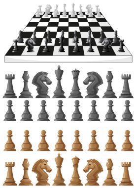 Satranç tahtası ve farklı satranç taşları