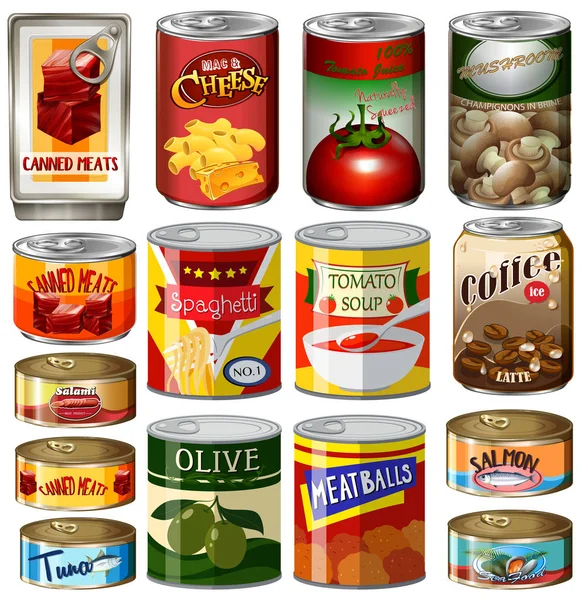 Different kinds of food in can