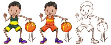 Basketbol oyuncusu için karakter doodle