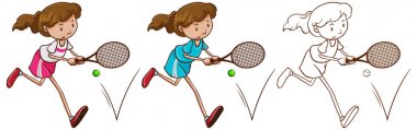 Doodle karakter için tenis oyuncusu