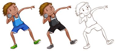 Doodle karakter shotput yapan erkek için
