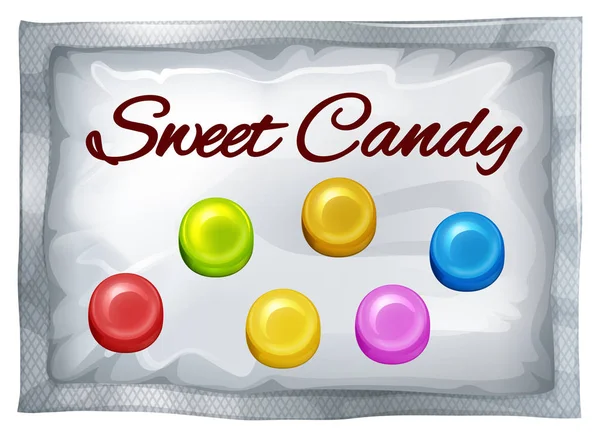 Different colors of sweet candy in bag — Stock Vector