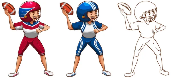 Zeichenfigur für American Football-Spieler — Stockvektor