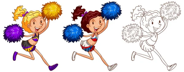 Personagem doodle para menina cheerleader —  Vetores de Stock