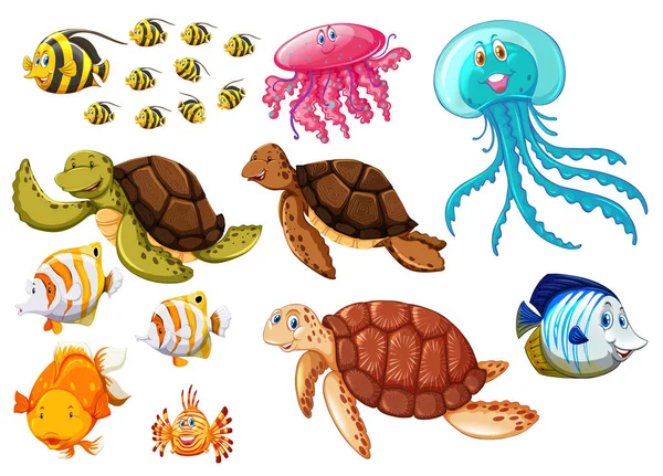 Olika typer av havslevande djur — Stock vektor