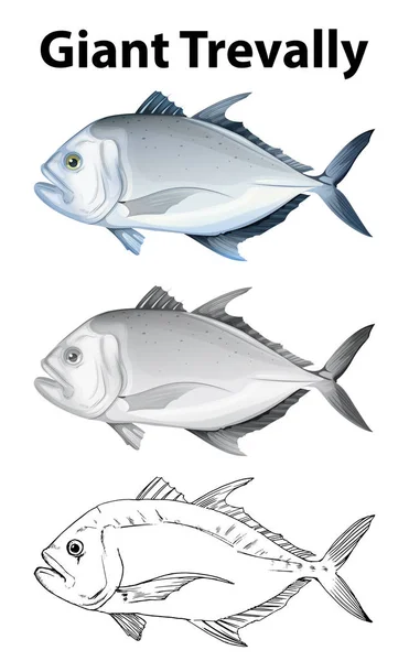 Doodle-Charakter für Riesen-Trevally — Stockvektor