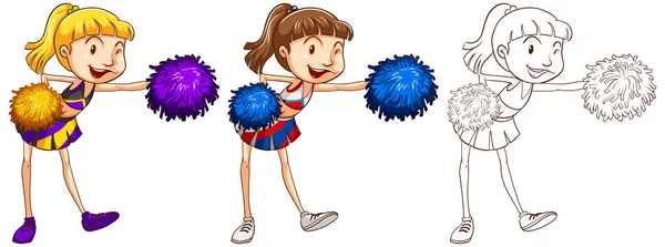 Doodle character for cheerleader — Stock Vector