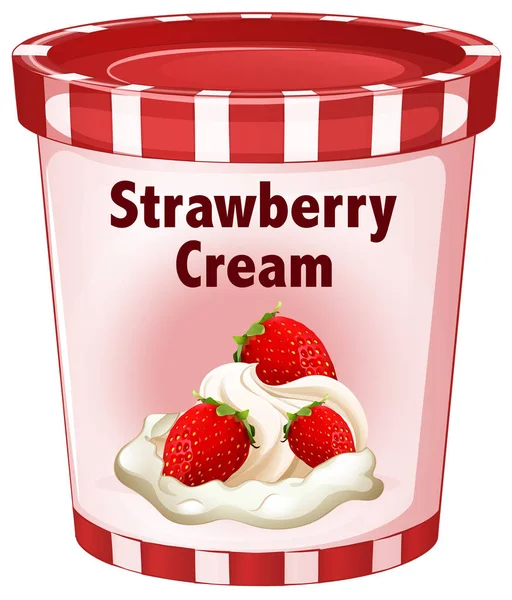 Crème de fraise en tasse rouge — Image vectorielle