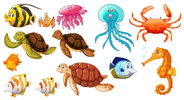 Different kinds of sea animals — Stock Vector