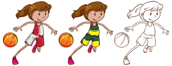 起草字符为女子篮球运动员 — 图库矢量图片