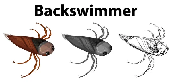 Doodle znak pro backswimmer bug — Stockový vektor