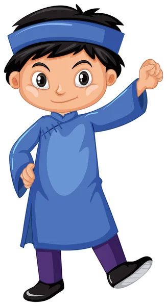 Vietnam jongen in blauwe outfit — Stockvector