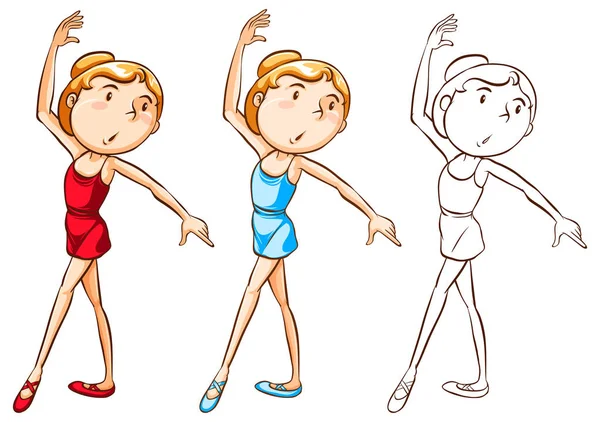 Rédaction personnage pour fille faire ballet — Image vectorielle