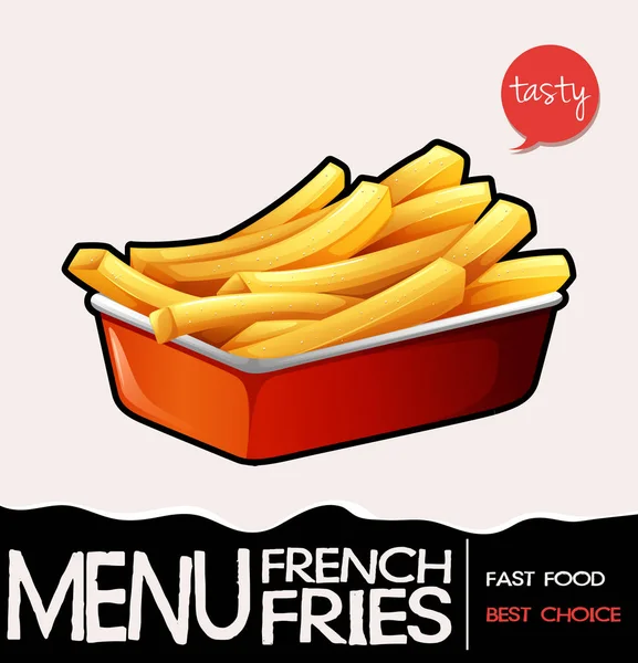 Frenchfries in rode lade — Stockvector