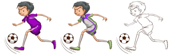 Personagem doodle para jogador de futebol —  Vetores de Stock