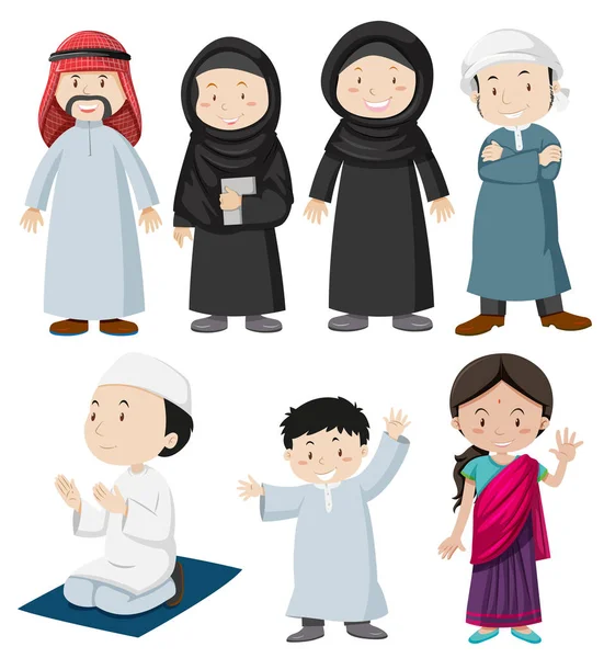 Muslim people in traditional costume — Stock Vector