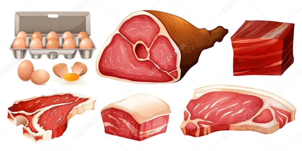 Different types of fresh meat
