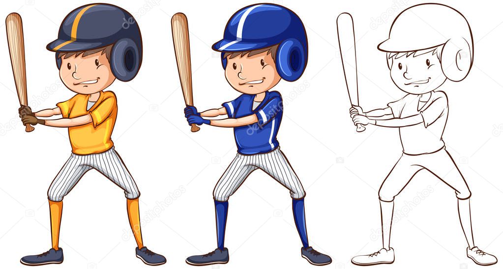 Doodle character for baseball player
