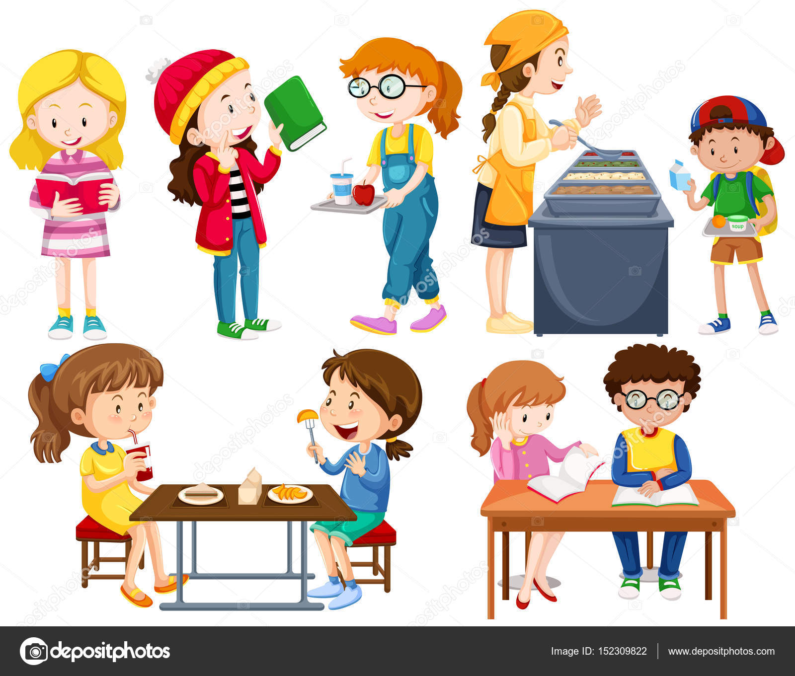 Students doing different activities Stock Vector Image by