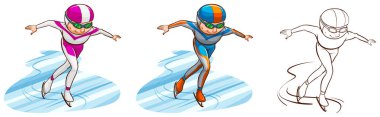 İceskate üç çizimler yapan erkek