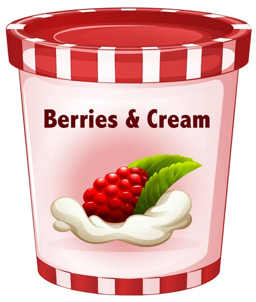 Baies et crème en tasse — Image vectorielle