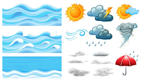 Различные символы погоды — стоковый вектор